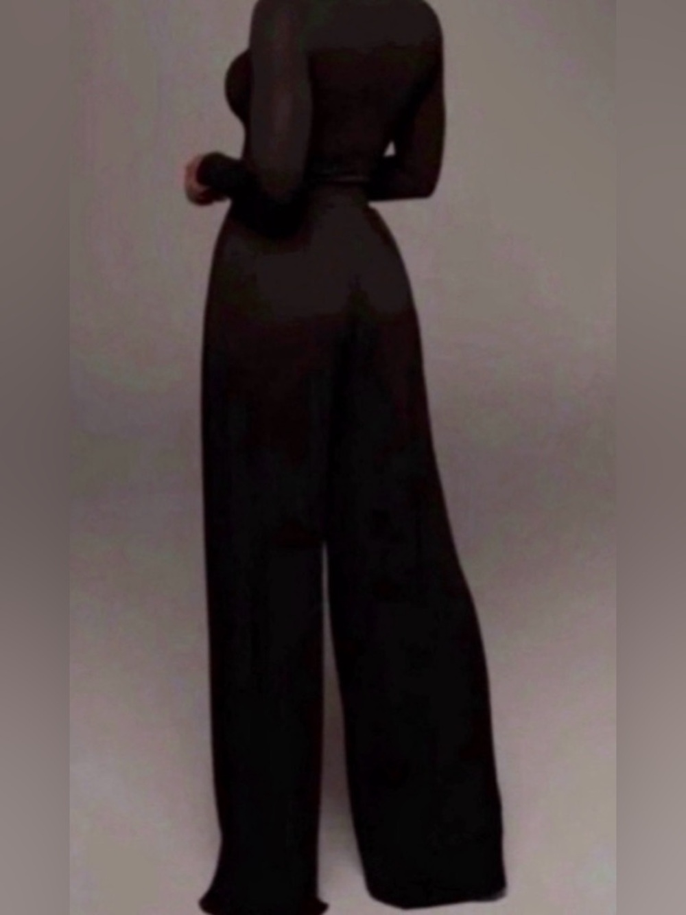 Women’s Black Self-Double Layer Wide Leg Pants Small